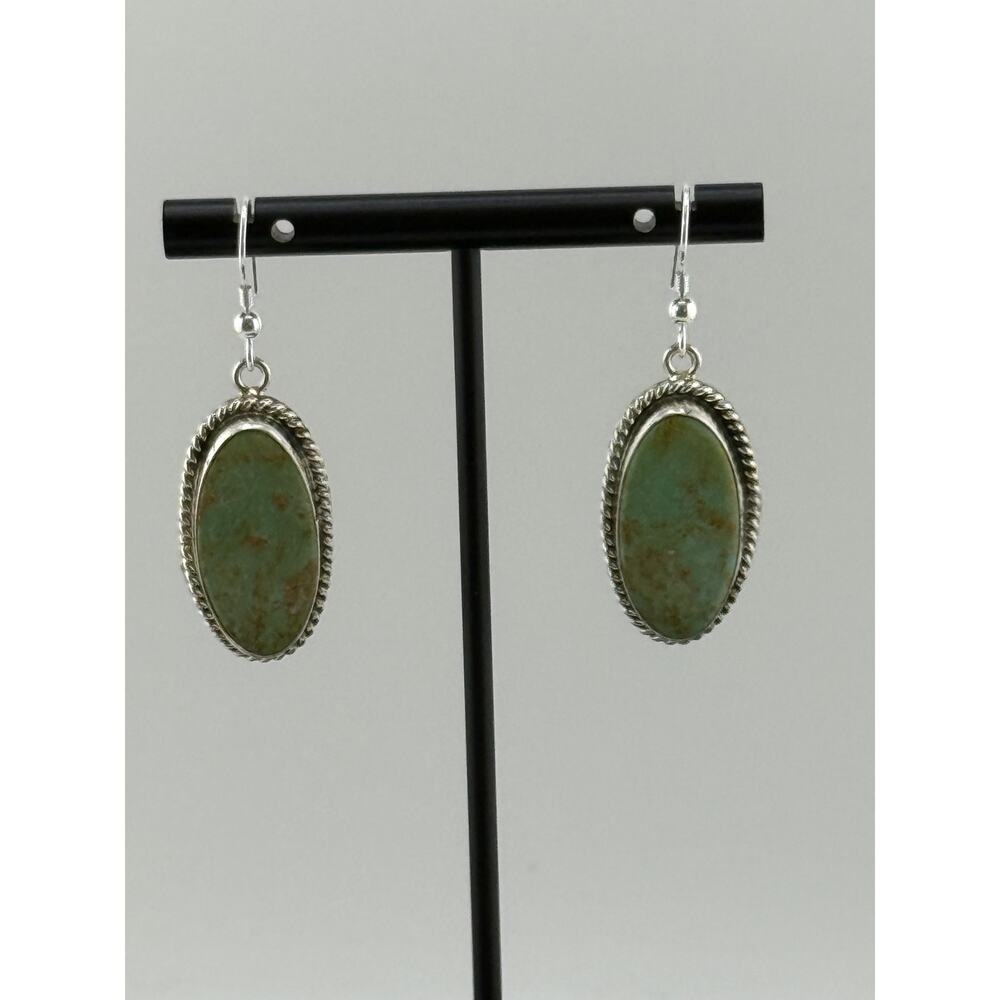 Navajo Byron Begay Handmade Sterling Silver Sonoran Turquoise Dangle Earrings